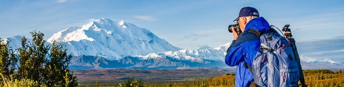 Photographing Mount McKinley in Denali National Park, Alaska.