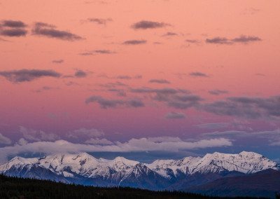 Alaska Range in evening light viewed from Wonder Lake area, Denali National Park, Alaska.