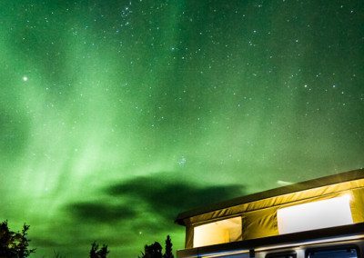 Northern lights viewed from Teklanika Campground in Denali National Park, Alaska on August 30, at 2 AM.